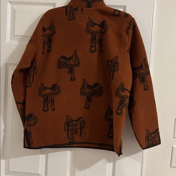 Wrangler Brown Sherpa Half-Zip Pullover with Saddle Print - Picture 5 of 5